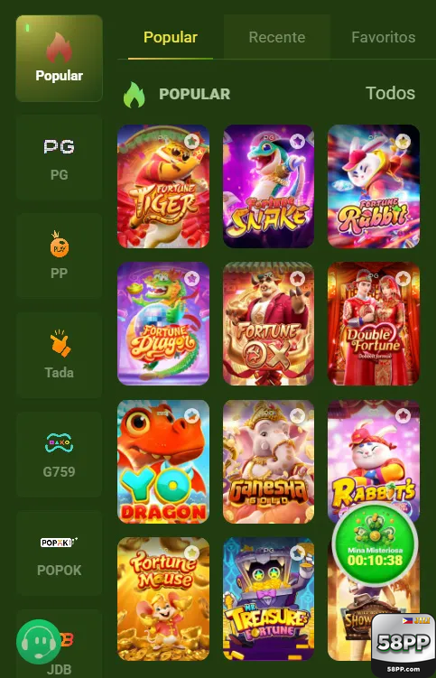 58ppm - aproveitar populares caça-níqueis